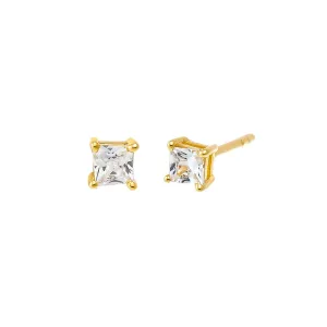 Mini CZ Princess Cut Stud Earring