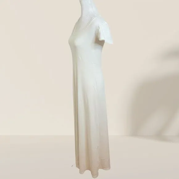 Mod-O-Doc Cream Short Sleeve Maxi Dress - Size M