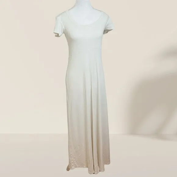 Mod-O-Doc Cream Short Sleeve Maxi Dress - Size M