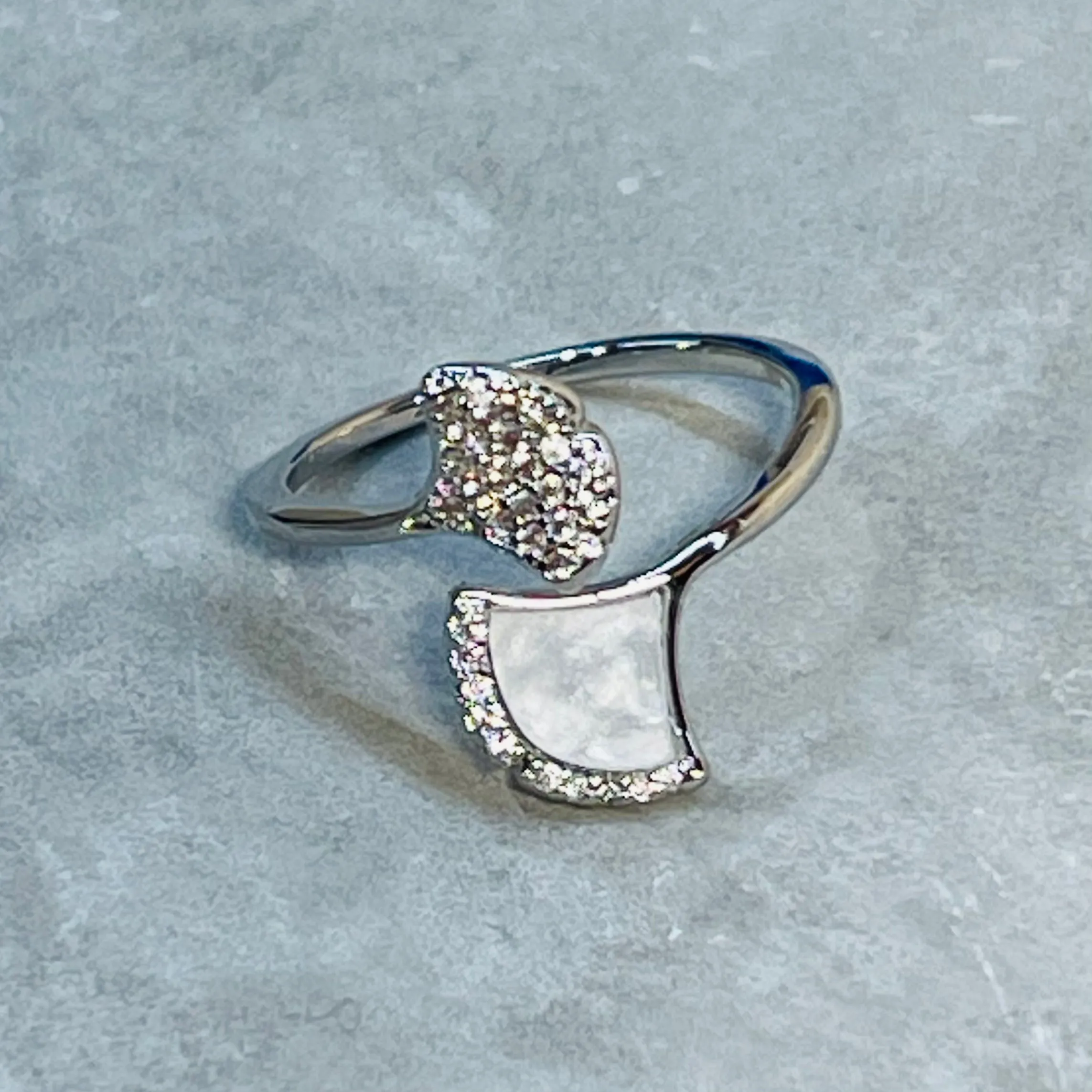 Modern Slim Sparkling Adjustable Stackable Ring, Sleek