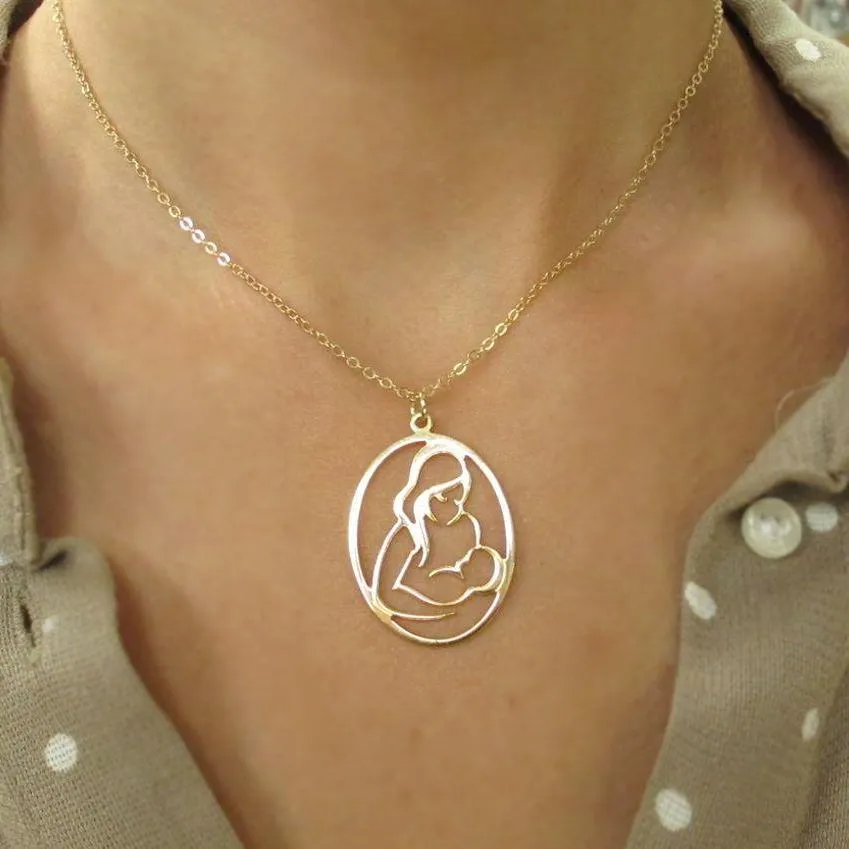 Mother and child necklace - New mom gift