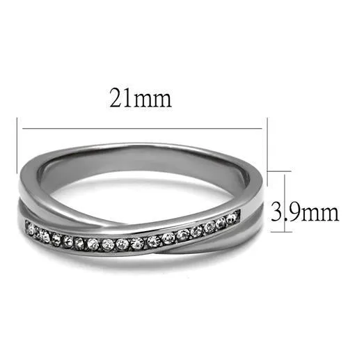 MT4862 - Newest Minimalist Band with Pave Crystals April Birthstone