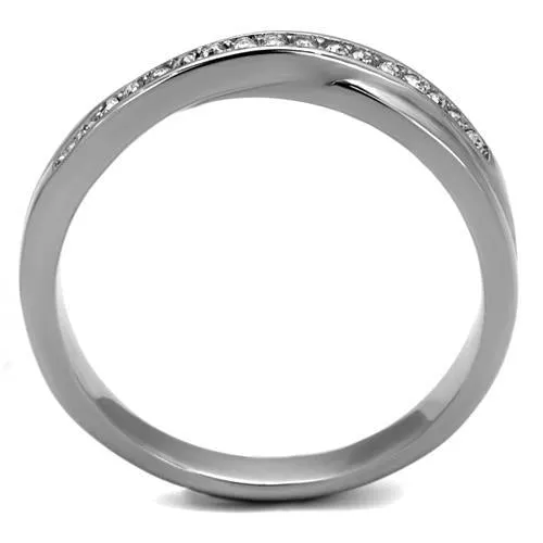 MT4862 - Newest Minimalist Band with Pave Crystals April Birthstone