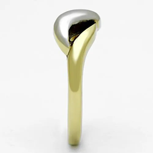 MT9801 - Two-Tone IP Gold (Ion Plating) Stainless Steel Ring with No Stone Gold Stainless Cross Over - Minimalist Ring