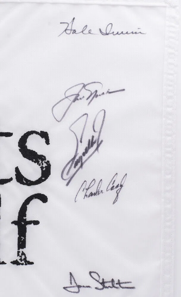 Multi Signed Framed 3M Greats of Golf Flag Jack Nicklaus Gary Player  10 BAS LOA