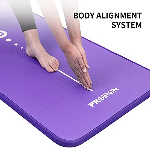 NBR Yoga Mat 1830×660×10 mm - PURPLE PROIRON Pilates Mat Edge Protection Non-Slip Yoga Mat Exercise Extra Thick Foam Mat Fitness Workout Mats Home Gym with Carrying Strap