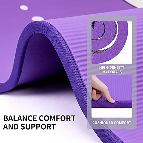 NBR Yoga Mat 1830×660×10 mm - PURPLE PROIRON Pilates Mat Edge Protection Non-Slip Yoga Mat Exercise Extra Thick Foam Mat Fitness Workout Mats Home Gym with Carrying Strap