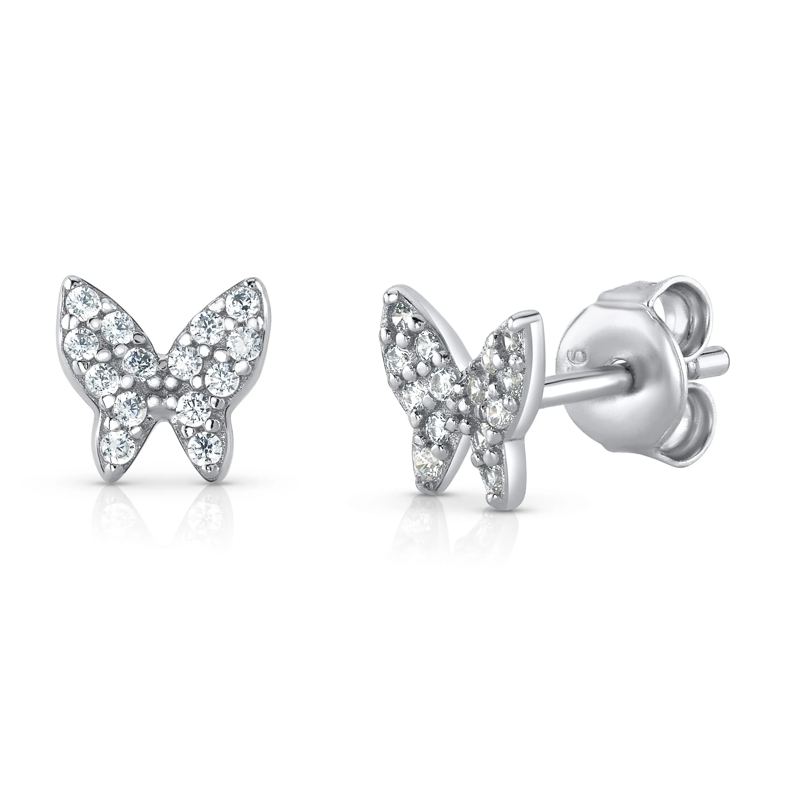 NEW BEGINNINGS BUTTERFLY STUDS, SILVER