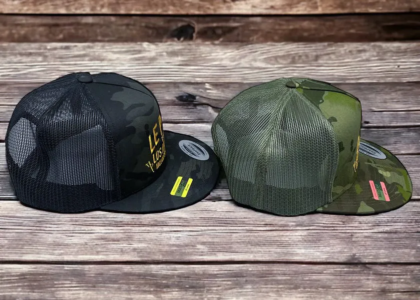 New!! Gold Text Snapback Camo Trucker Hats