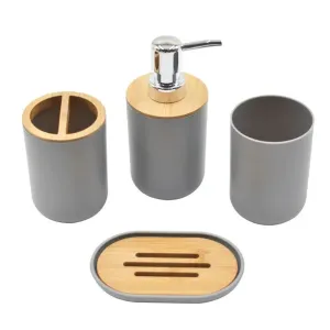 NEW Retails $50 SOLLED 4 Piece/Set Bathroom Set Accessories Include Cup Toothbrush Holder Soap Dish Dispenser, Bathroom Set Set, Bathroom Set Accessories, Grey