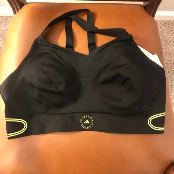 NWT ADIDAS by STELLA McCARTNEY TruePace Sports Bra High Support Black XLDD