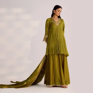 Olive Green Ruffled Palazzo Set