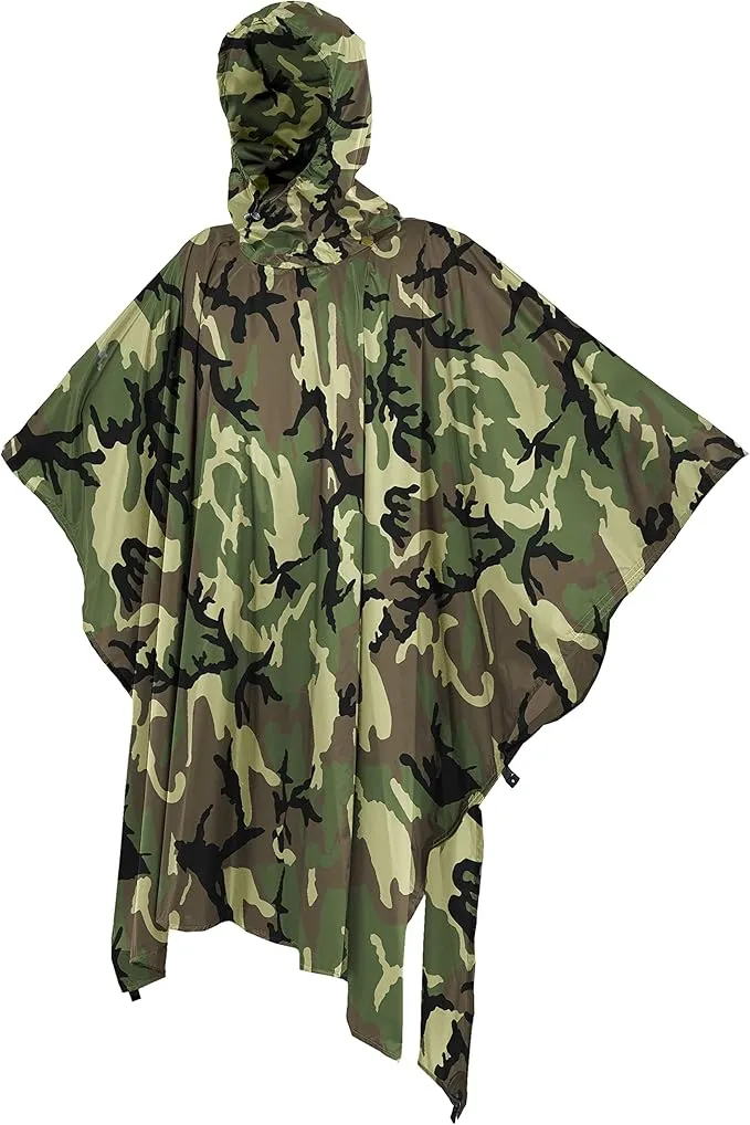 onewind Hooded Rain Poncho, Silnylon Camping Rain Coat Versatile Survival Shelter Lightweight Poncho for Hiking, Backpacking