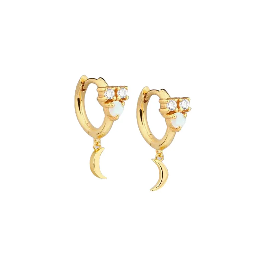 Opal x Moon Huggie Earring