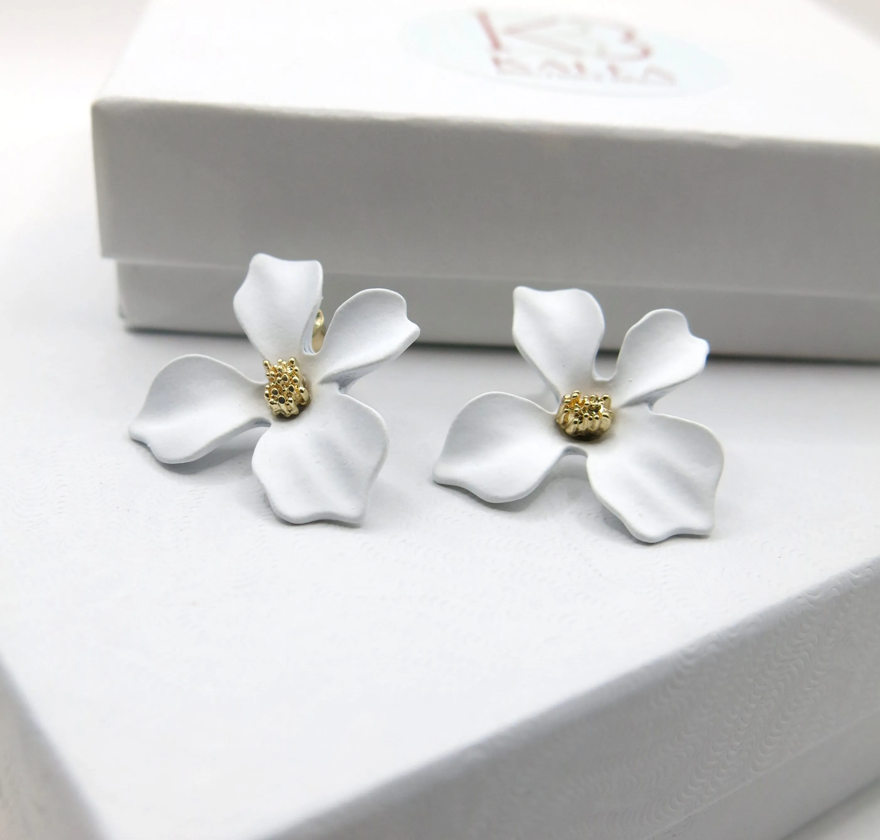 Oversized Flowerhead Stud Earrings, Wedding Bridal or Bridesmaid Floral Fashion Statement Big Stud Earrings