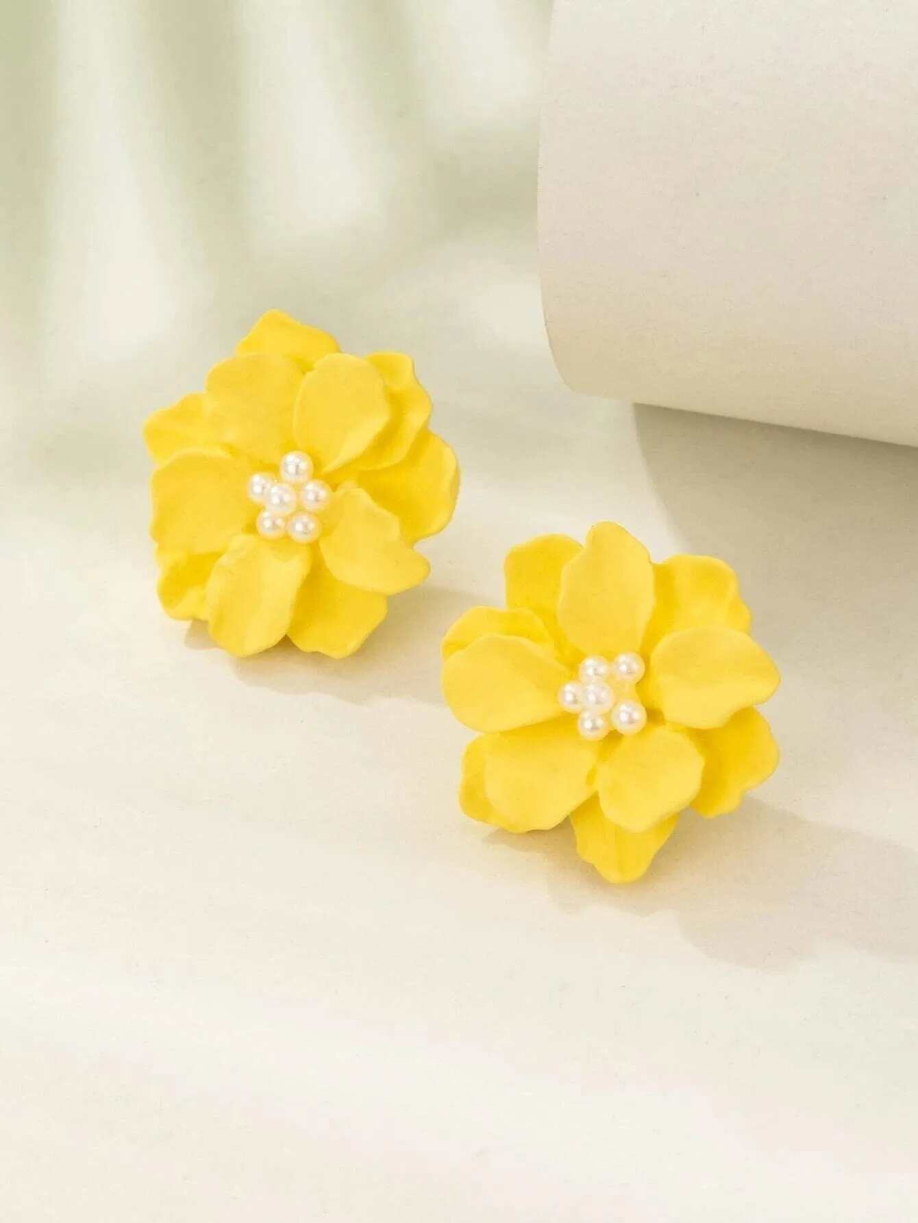 Oversized Flowerhead Stud Earrings, Wedding Bridal or Bridesmaid Floral Fashion Statement Big Stud Earrings