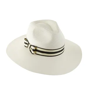 Panama Hat by Majesa - Large Ivory Brim Trilby Ladies Hat