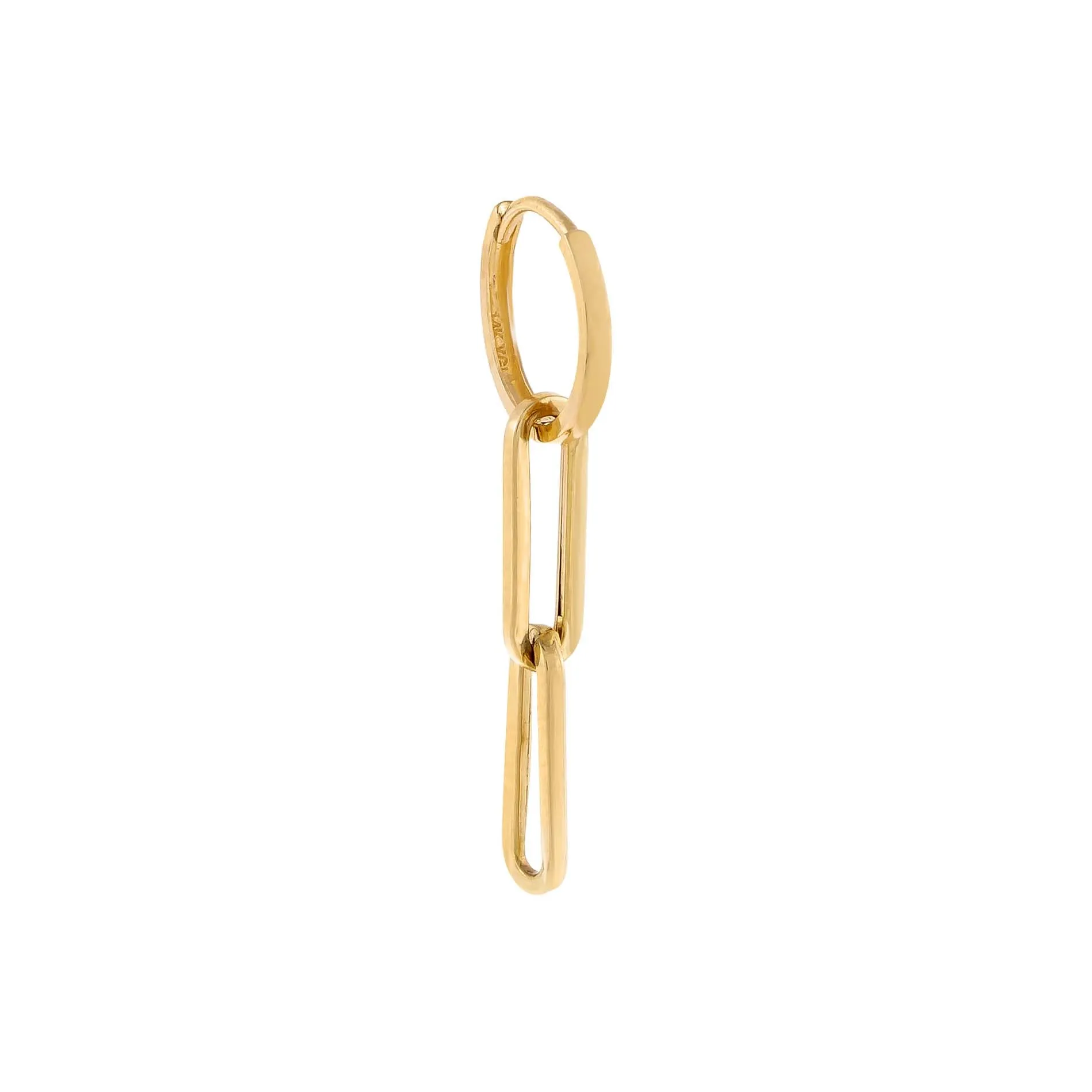 Paperclip Link Huggie Earring 14K