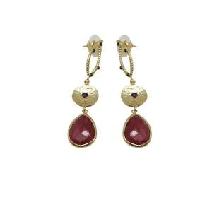 Passion and Elegance | Handmade Gold-Plated Ruby Corundum Earrings