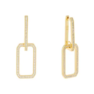 Pavé Box Link Drop Hoop Earring