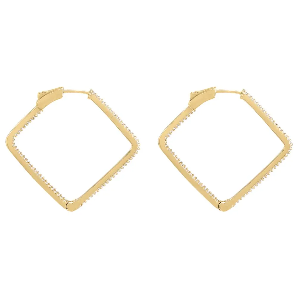 Pavé Diamond Shape Hoop Earring