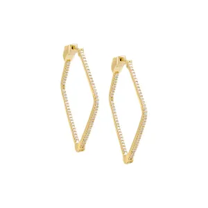 Pavé Diamond Shape Hoop Earring