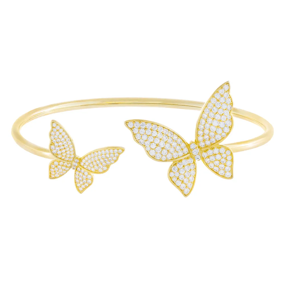 Pavé Double Butterfly Bangle