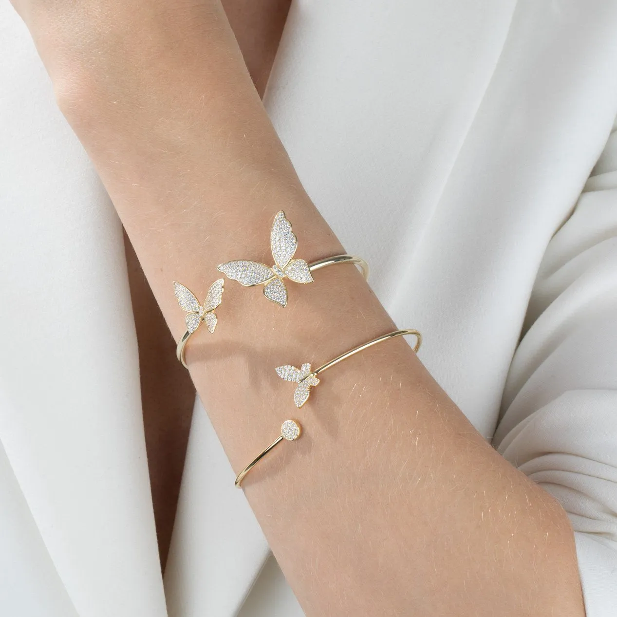 Pavé Double Butterfly Bangle