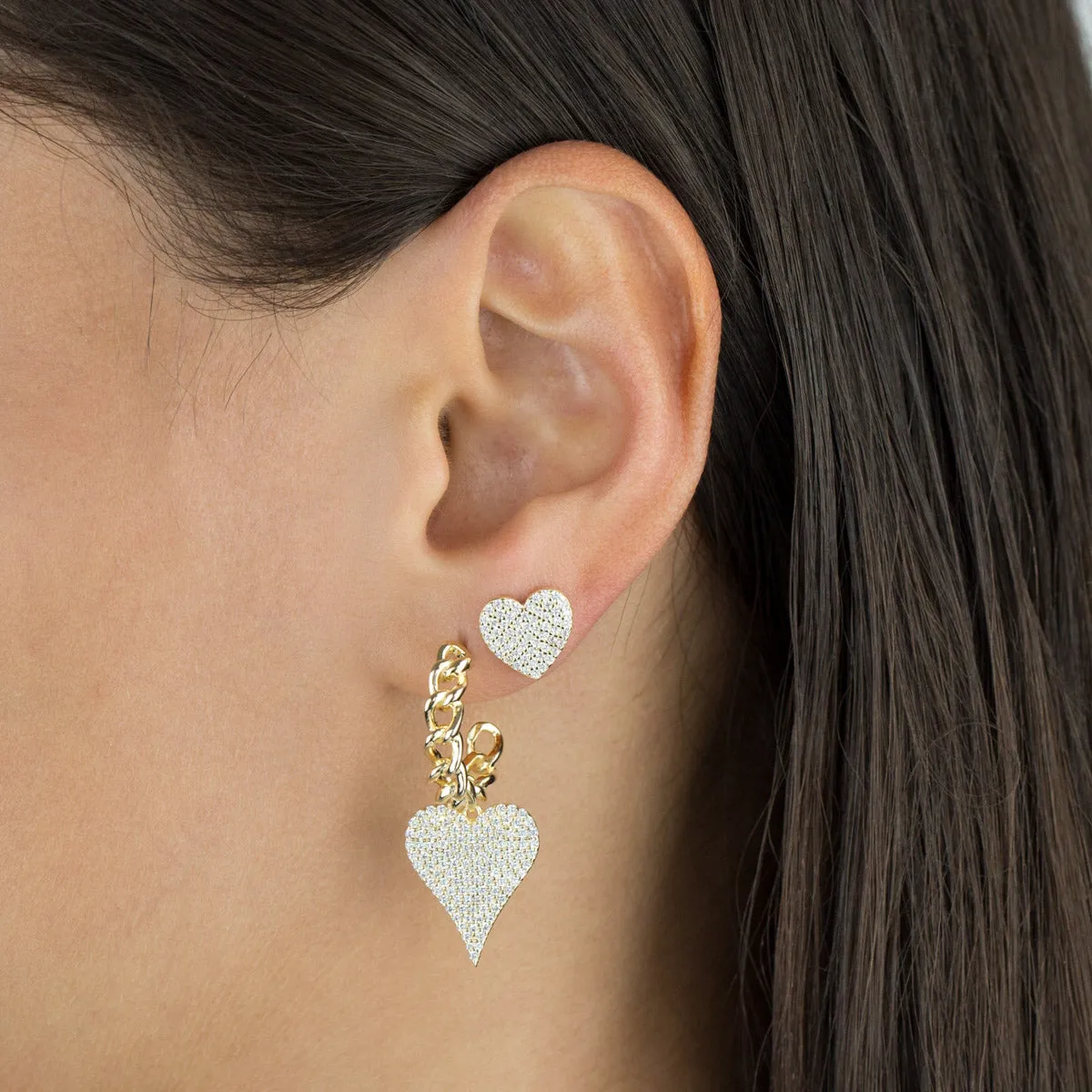 Pavé Large Heart Stud Earring