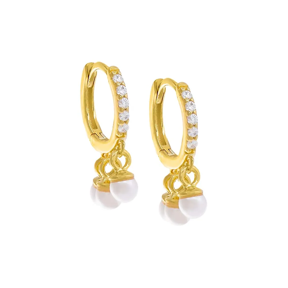 Pavé Pearl Shaker Huggie Earring