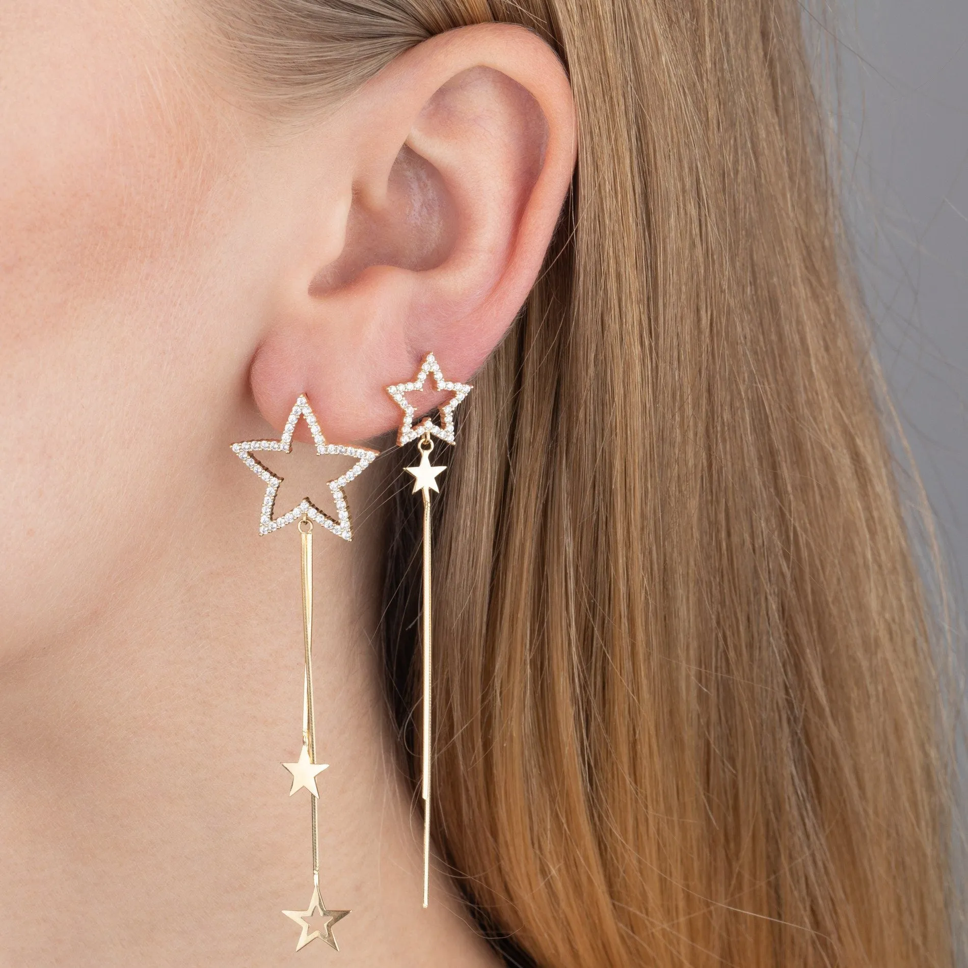 Pavé Star Drop Earring