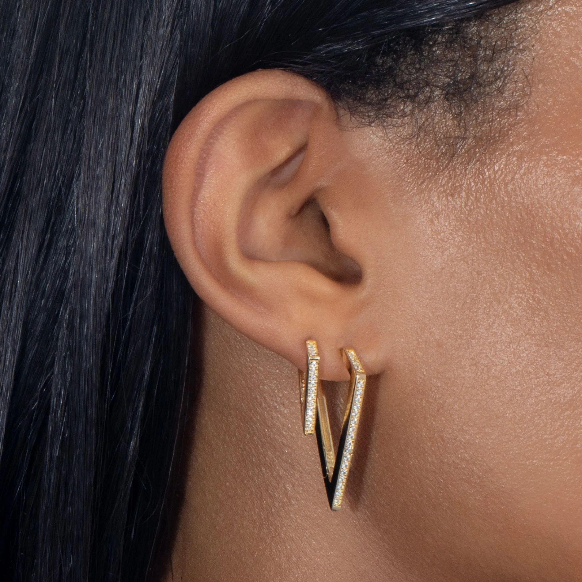 Pavé Triangular Hoop Earring Combo Set