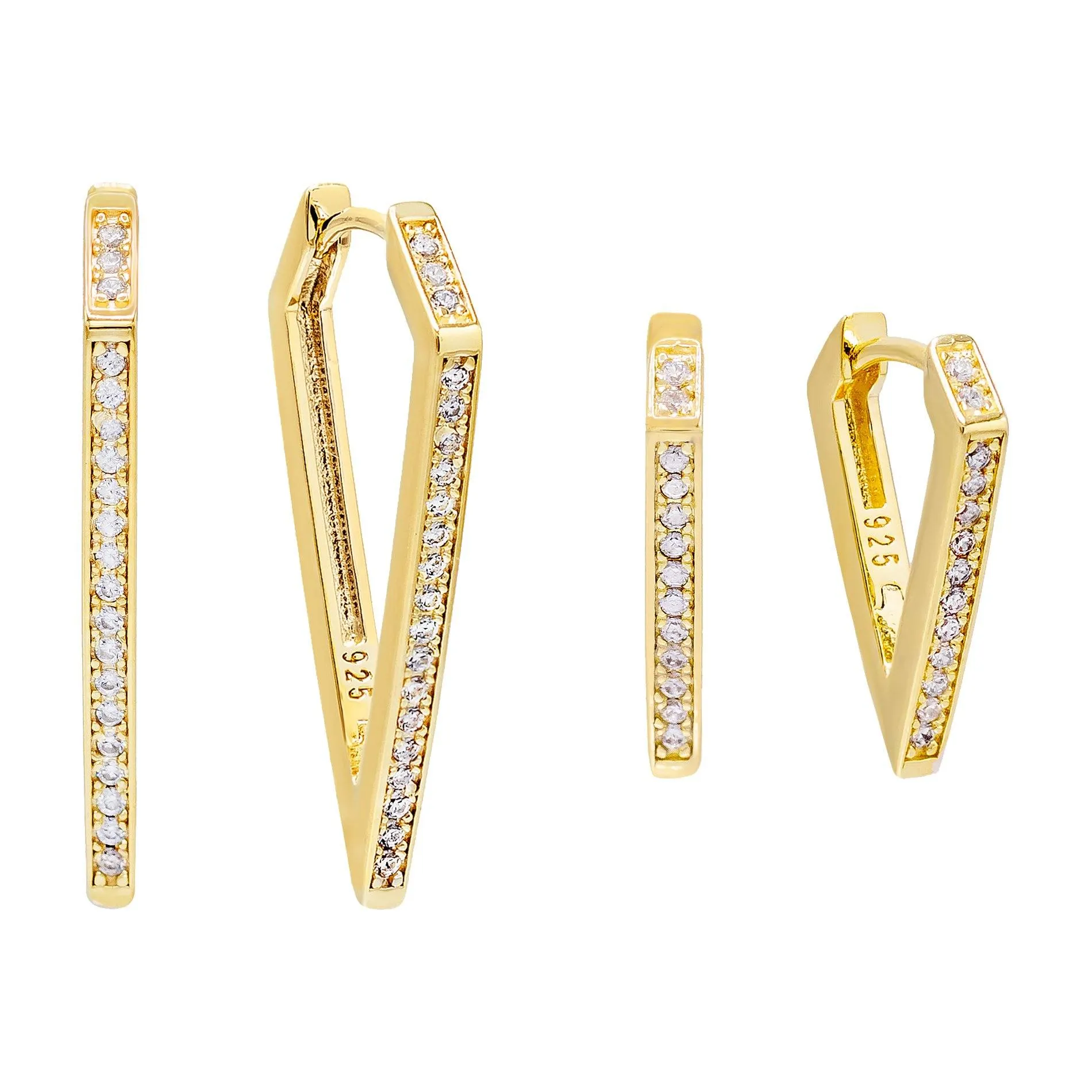 Pavé Triangular Hoop Earring Combo Set