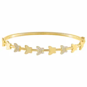 Pavé X Solid Butterfly Bangle