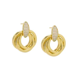 Pave Dangling Twisted Knot Stud Earring