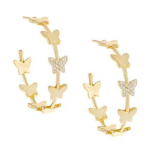 Pavé/Solid Butterfly Hoop Earring