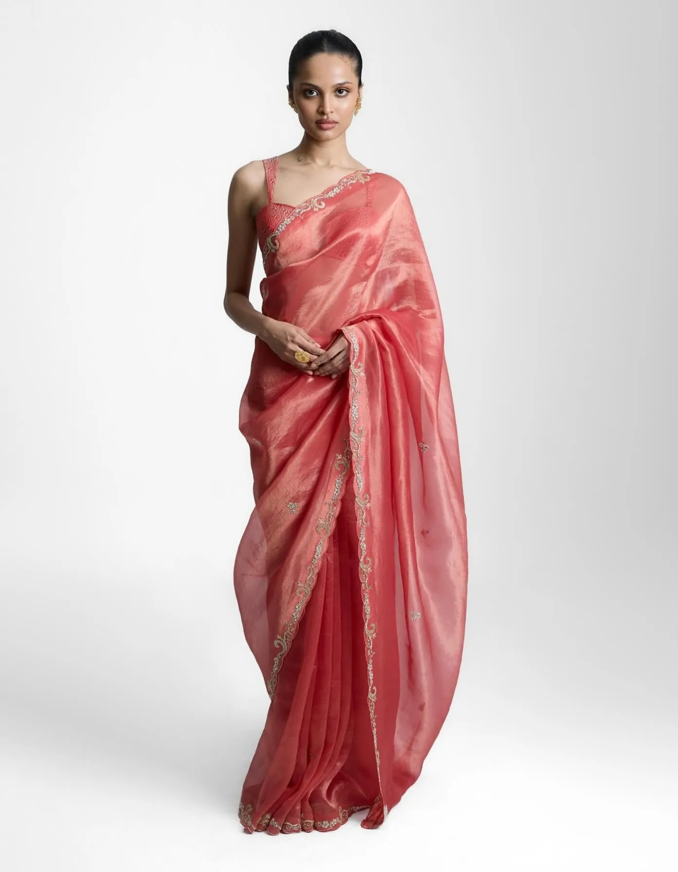Peach fizz gazari sari