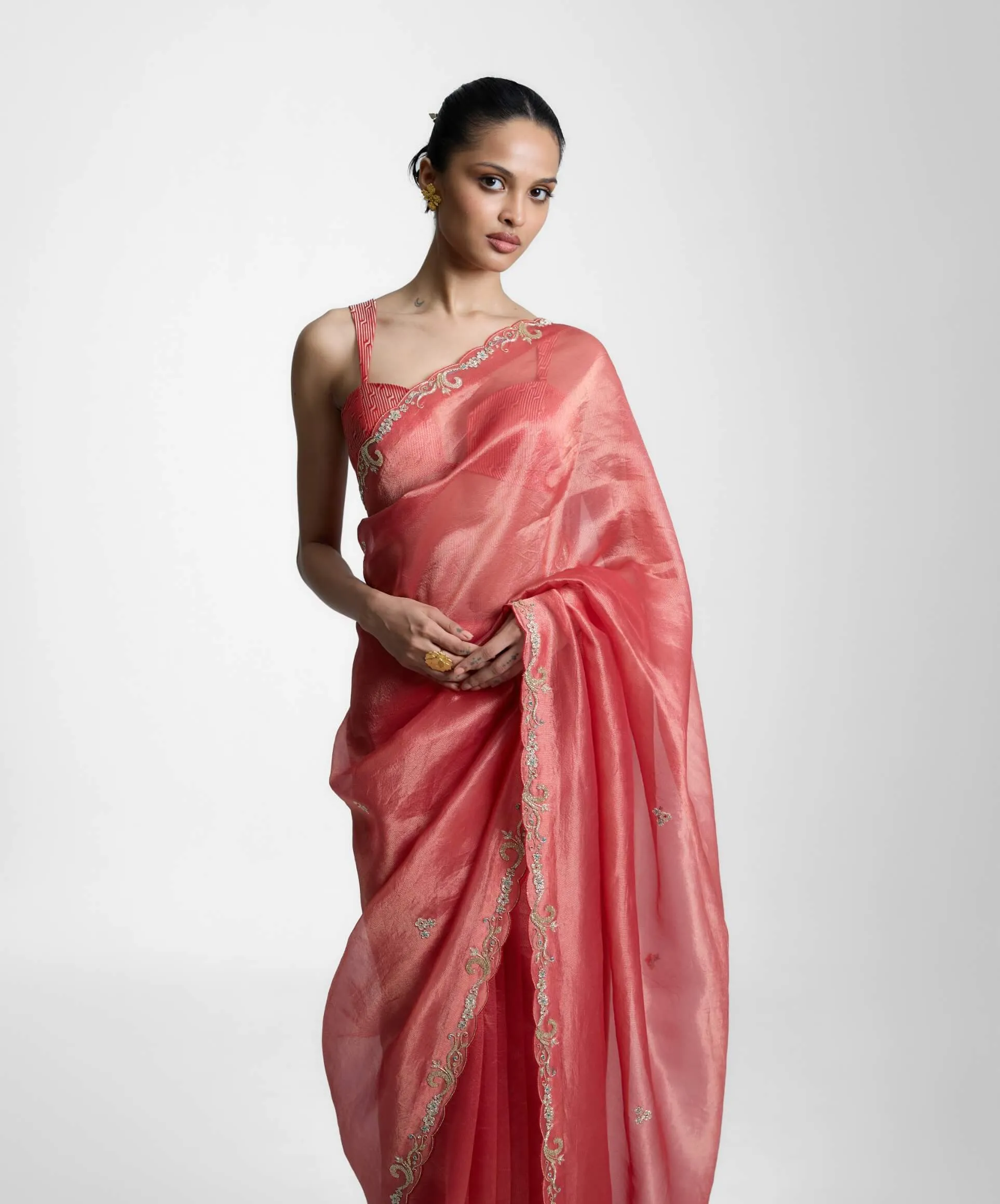 Peach fizz gazari sari