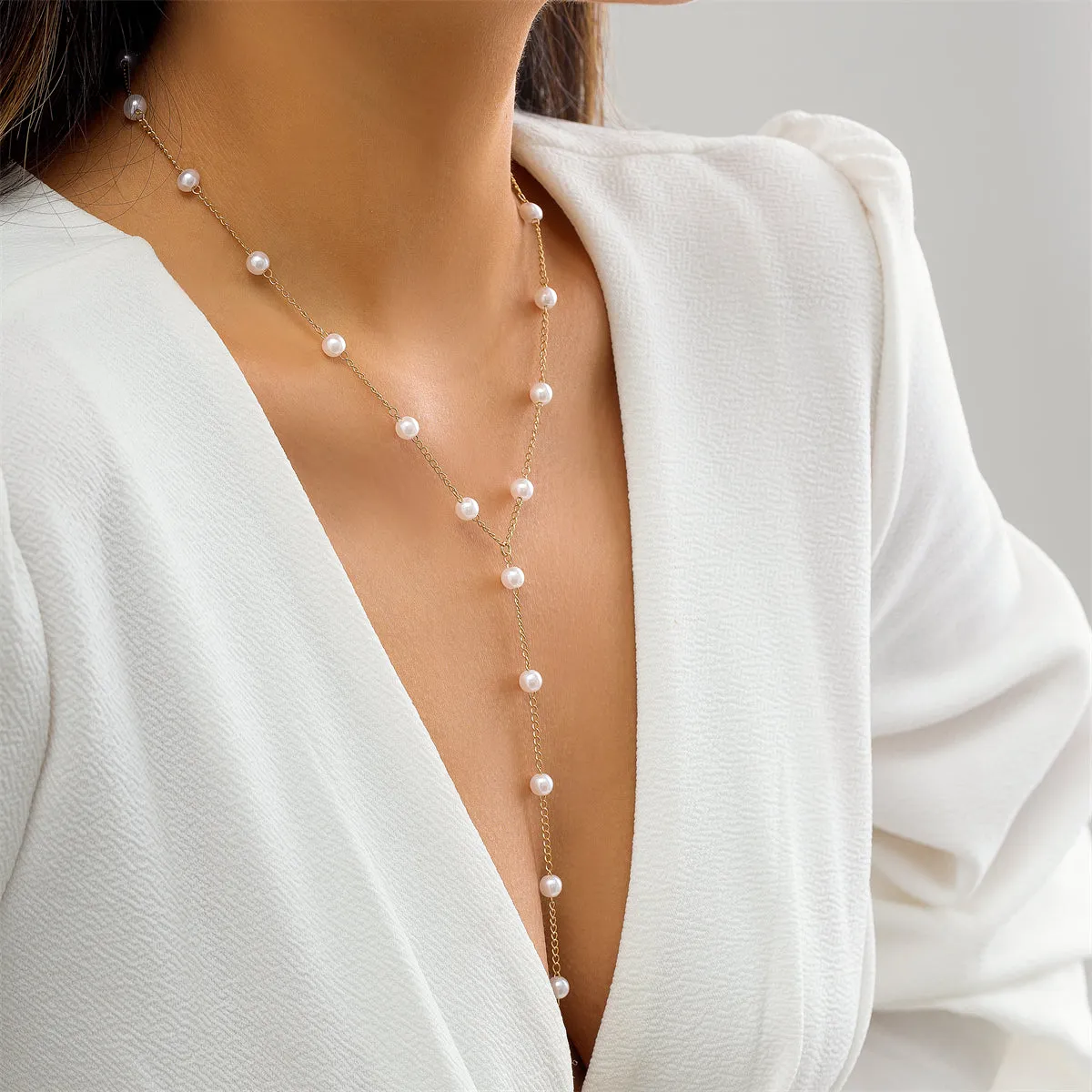 Pearl & 18K Gold-Plated Drop Pendant Necklace