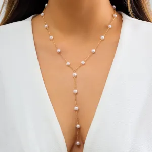 Pearl & 18K Gold-Plated Drop Pendant Necklace