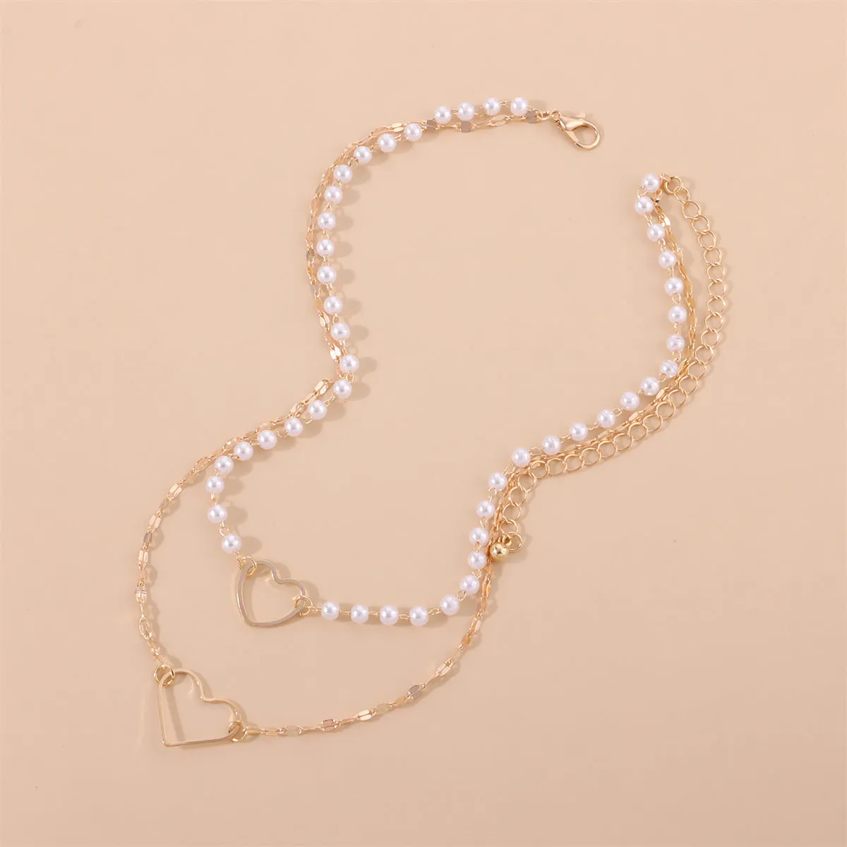 Pearl & 18K Gold-Plated Heart Layered Pendant Necklace