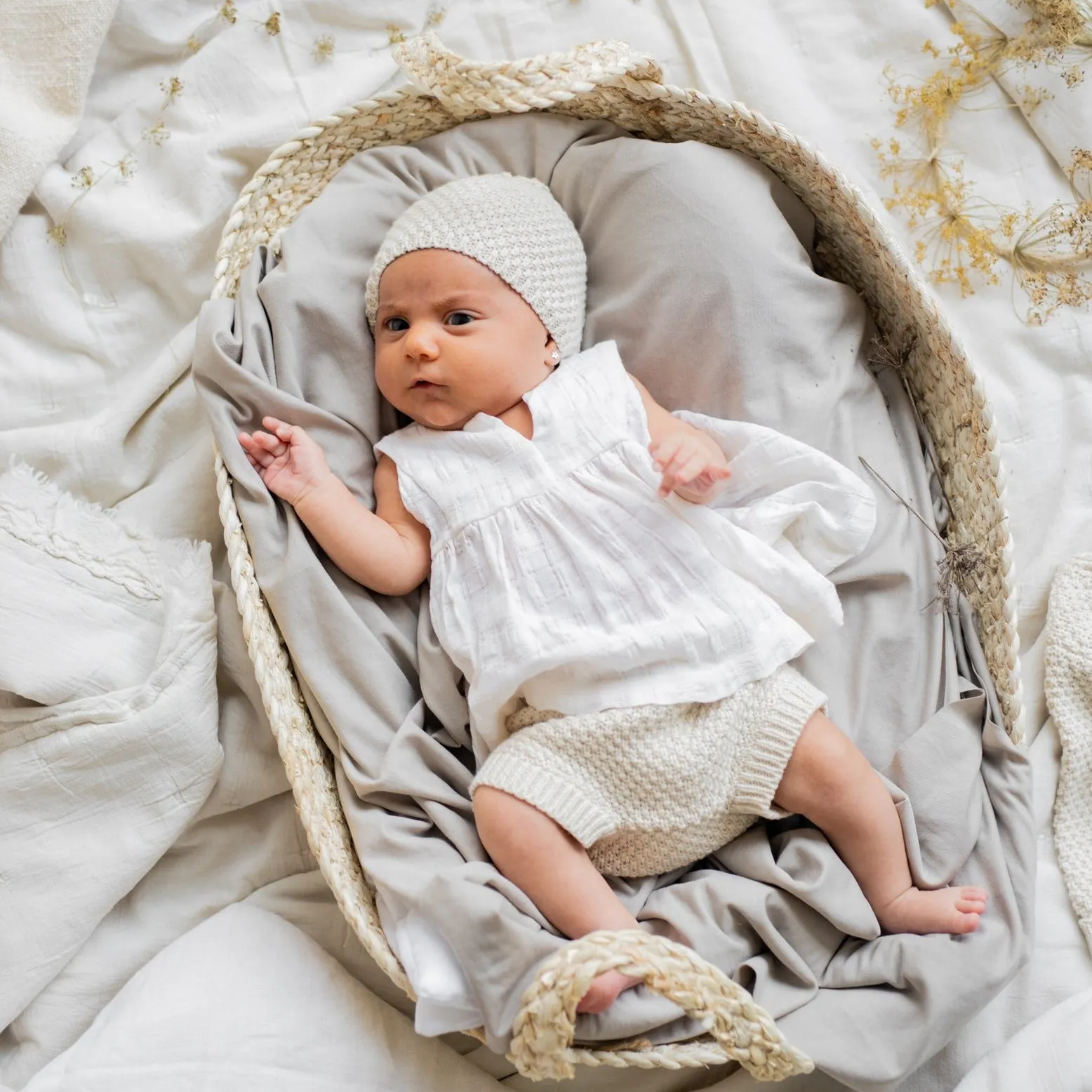 Pepin Knitted Baby Beanie (Ecru)