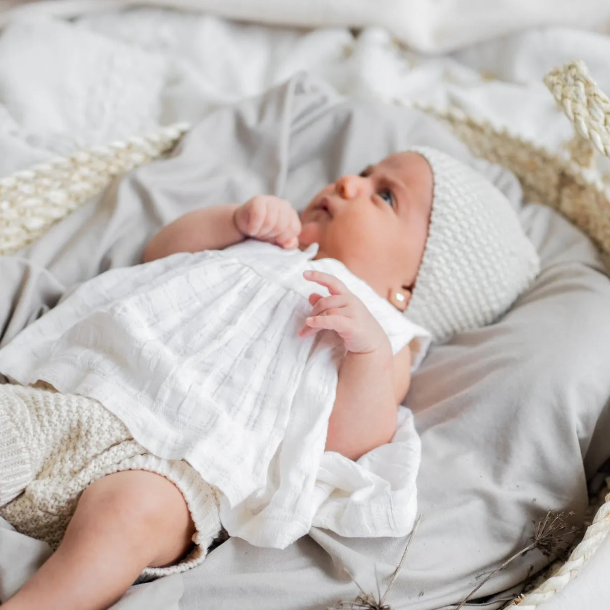 Pepin Knitted Baby Beanie (Ecru)