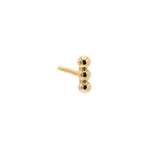 Petite Triple Bead Stud Earring 14K