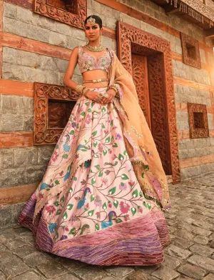 Pink paithani silk lehenga set