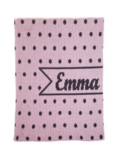 PINT-SIZED POLKA DOTS & NAME BANNER STROLLER BLANKET