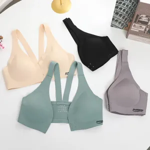 Plus Size Front Buckle Adjustable Sexy Comfortable Breathable Sports Bra with Gathered Breasts