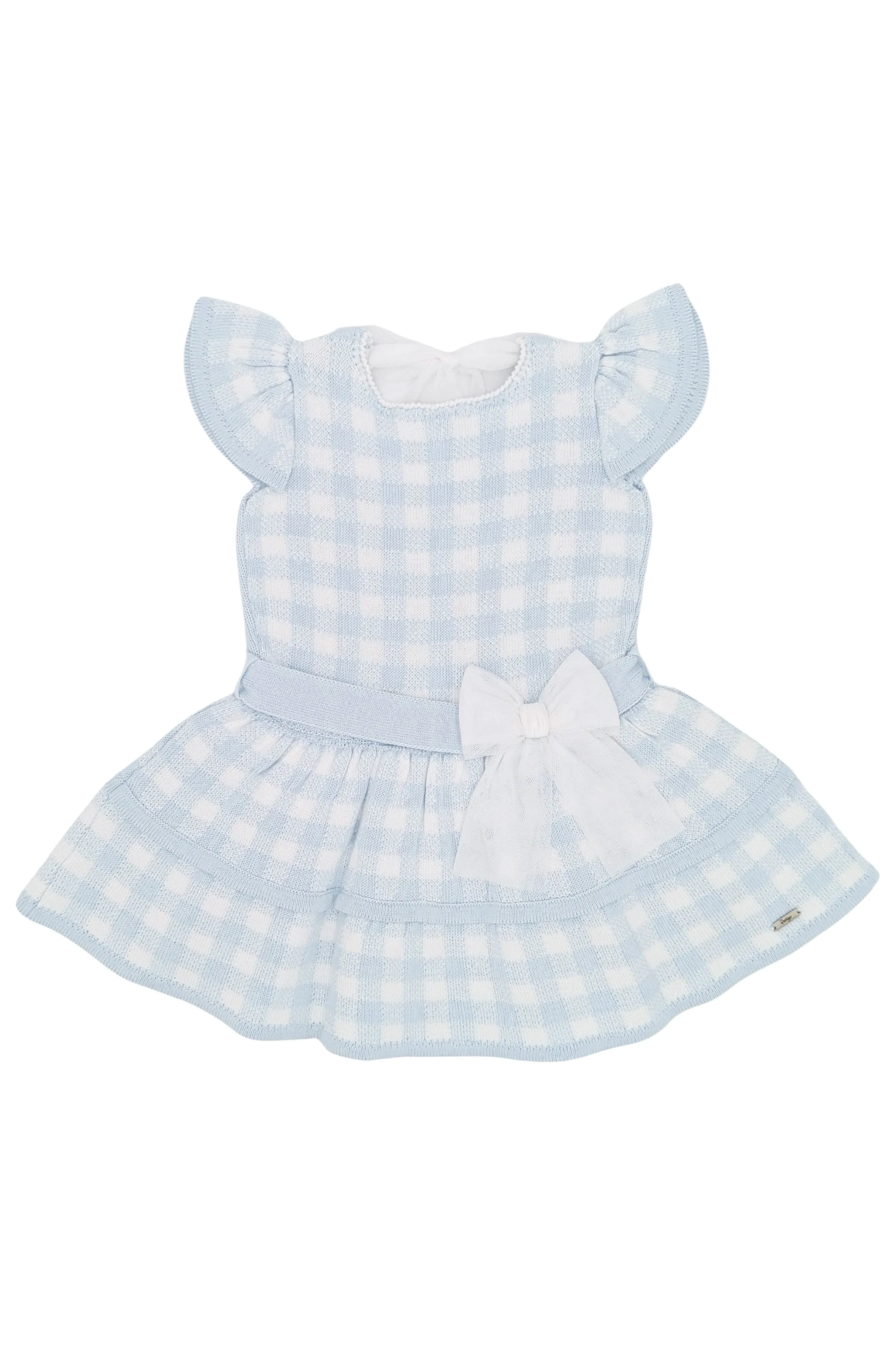 PREORDER "Ivy" Baby Blue Gingham Knit Drop Waist Dress