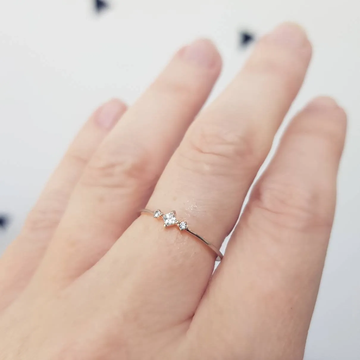 Princess Diamond Minimalist Thin Ring
