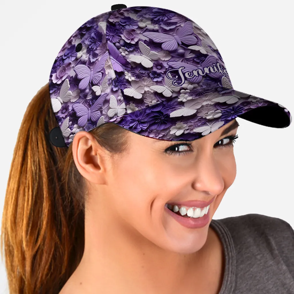 Purple Butterflies - Personalized Butterfly Classic Cap
